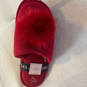 Victoria's Secret Red Pom-Pom Slippers